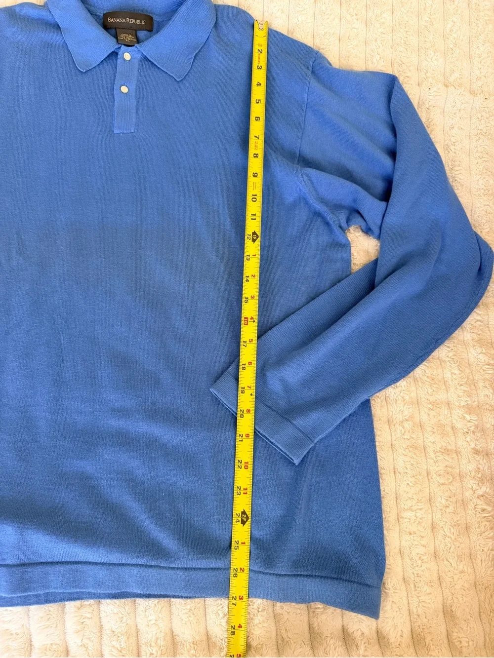 Banana Republic Men's Long-Sleeve Polo in Sky Blue